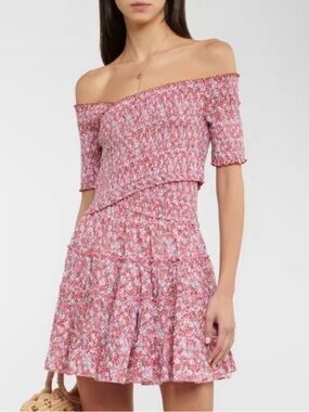 POUPETTE ST BARTH NWT MEDIUM MINI DRESS SOLEDAD COTTON PLUMETI PINK PAQUERETTE